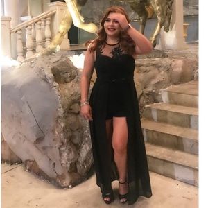 High low split romper dress